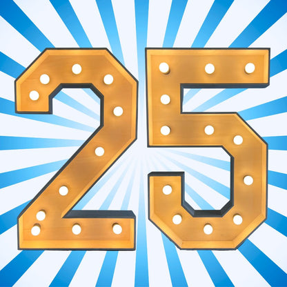 Lichtletters '25' (Verhuur / 100CM hoog)